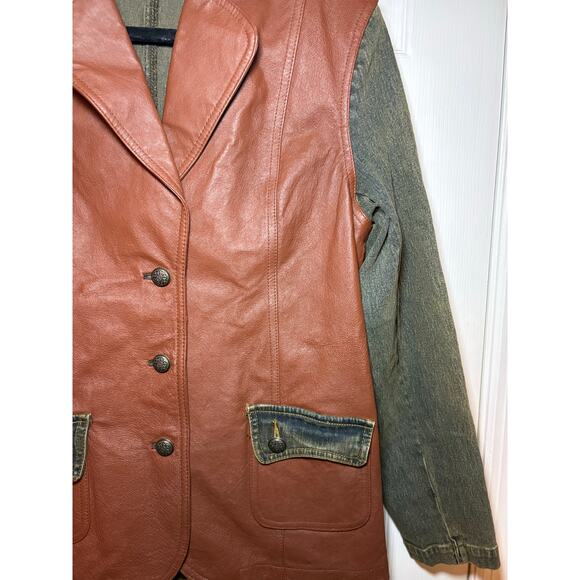 DG2 by Diane Gilman leather and denim jacket vintage size medium - Picture 3 of 5
